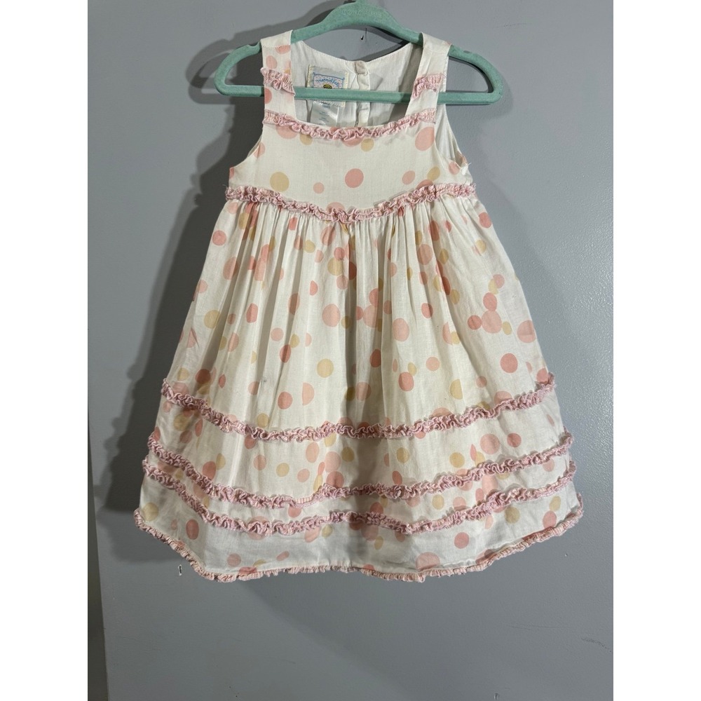 Marmellata pink white polka dot sleeveless dress 100%‎ cotton full lining 18M